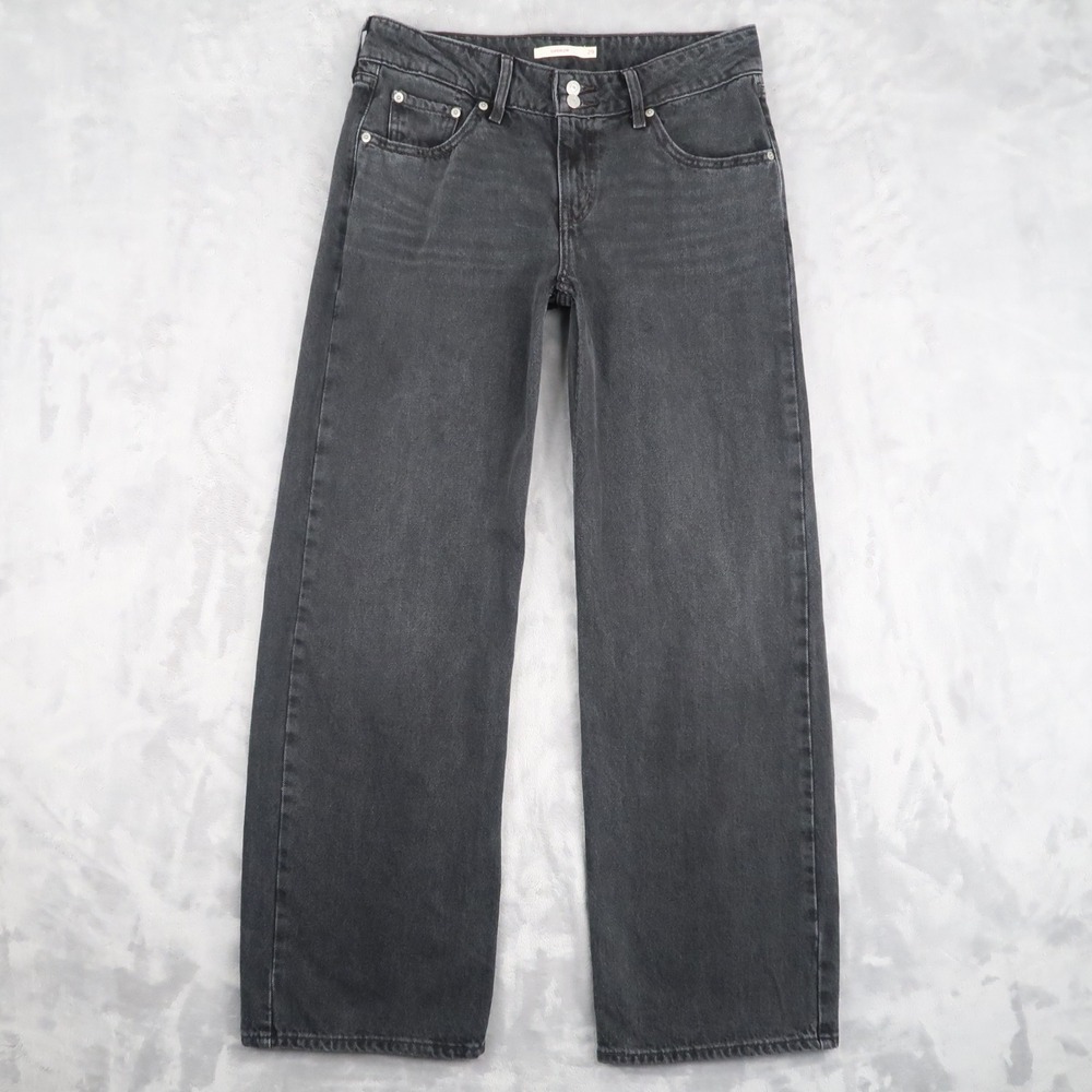 Levi Jeans Women 29 Fit 30x32 Black Superlow Wide Leg A7498-0001 Low Rise Grunge